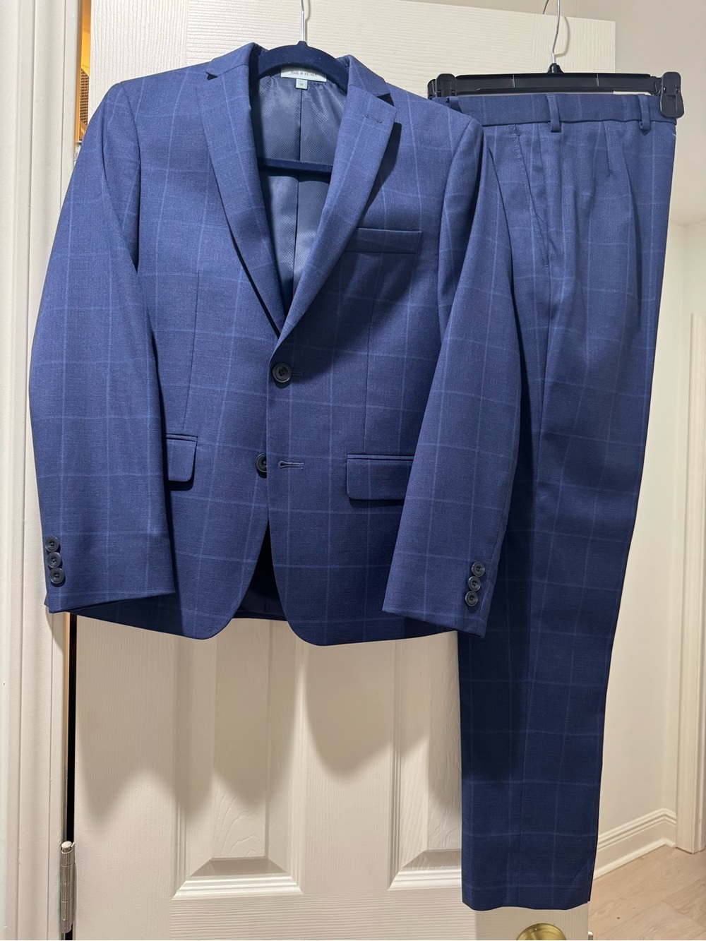 Pristine Class Club Navy Windowpane Suit Jacket & Trousers - Sz 14